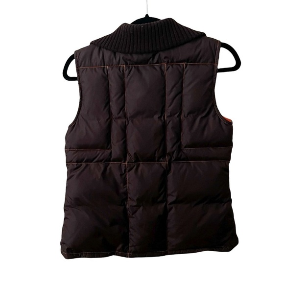 TORY BURCH Quilted Reversible Puffer Vest Brown Orange Sz XS - Picture 2 of 7